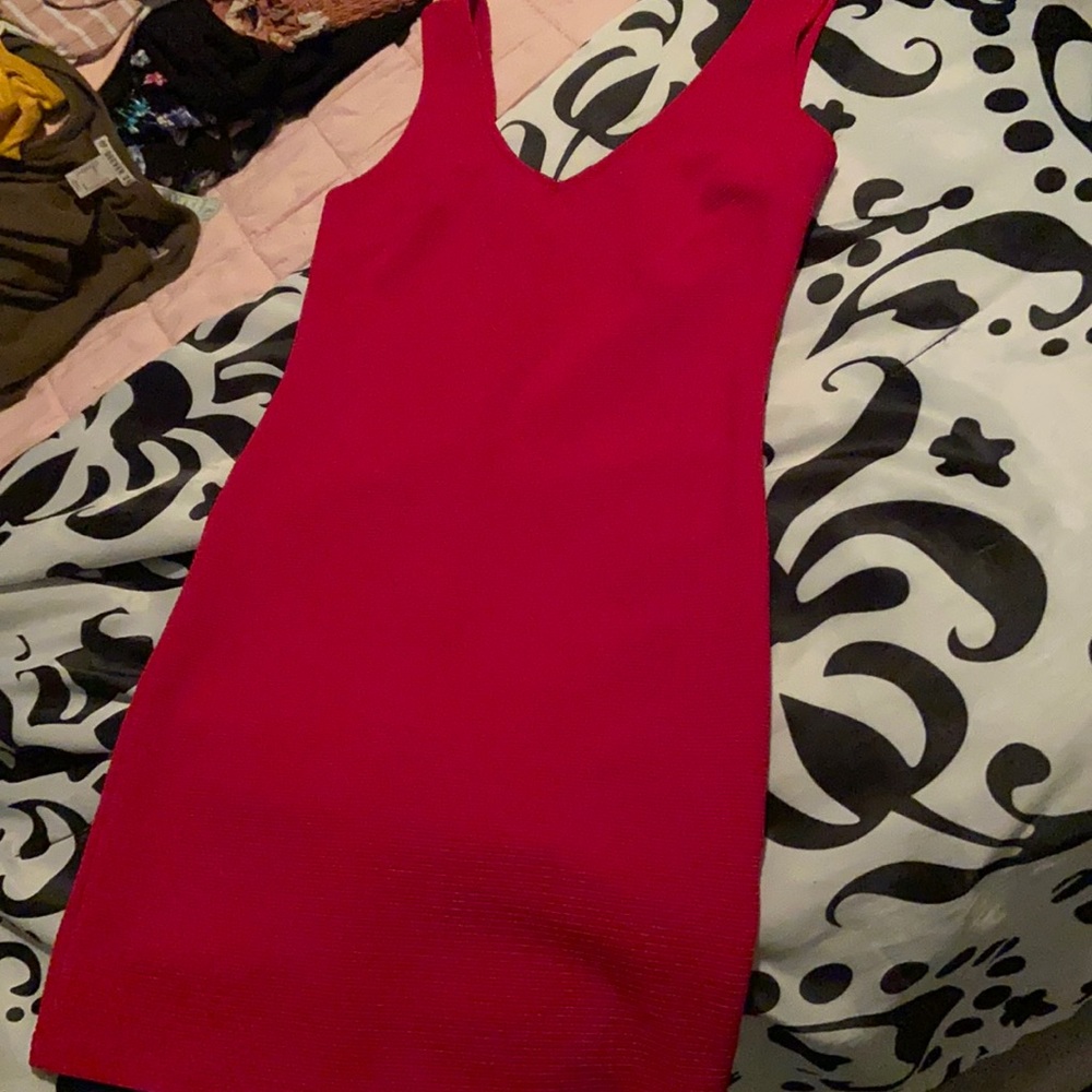 Red, zip up casual short dress